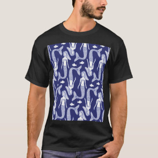 Mermaid Sketch: Vintage Fish Pattern. T-Shirt