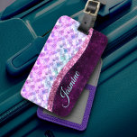 Mermaid skin pink silver faux glitter monogram luggage tag<br><div class="desc">Pretty chic and elegant girly mermaid skin iridescent faux glitter in pink purple silver colours design for the trend-savvy and art-loving hip trendsetter. This stylish sophisticated design would be great for girls who enjoy classy sparkly designs. Show off your personal style, look fashionable, trendy and feel stylish with a unique...</div>