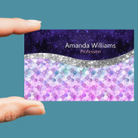 Mermaid skin purple silver faux glitter monogram