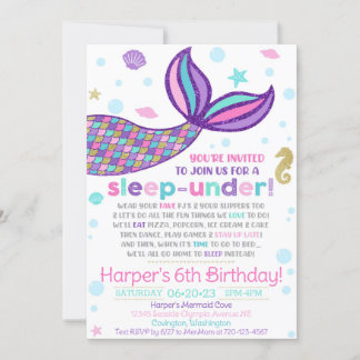 Mermaid Sleep-under Invitation, Mermaid Invitation