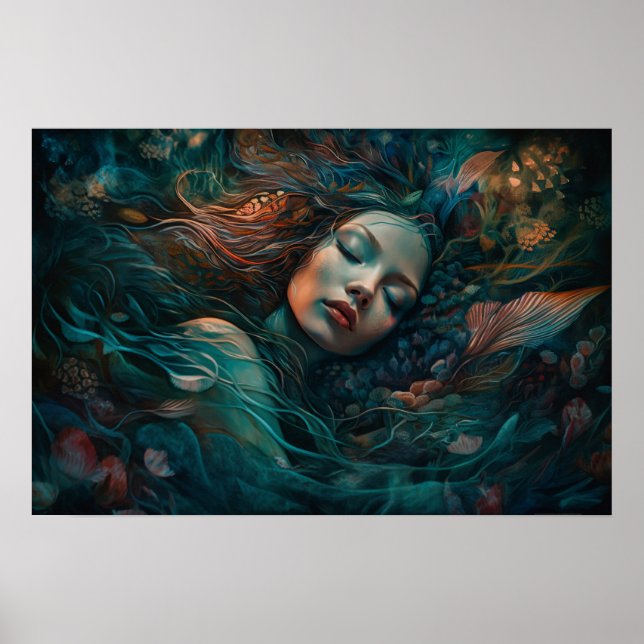 Mermaid sleeping in the reef poster (Front)