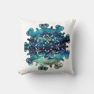 Mermaid Sparkle Hearts Mandala Cushion