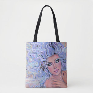 Mermaid spell fantasy art tote bag by Renee