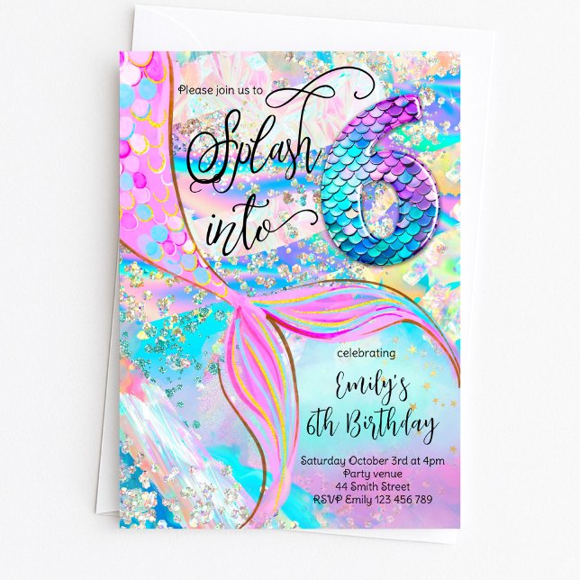 Mermaid Splash into 6 Birthday Invitation (Creator Uploaded)