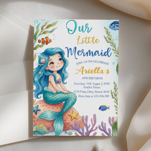 Mermaid Splish Splash 4th Birthday Party Invitatio Invitation