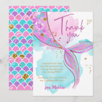 Mermaid Splish Splash Pool Girl Thank You Card