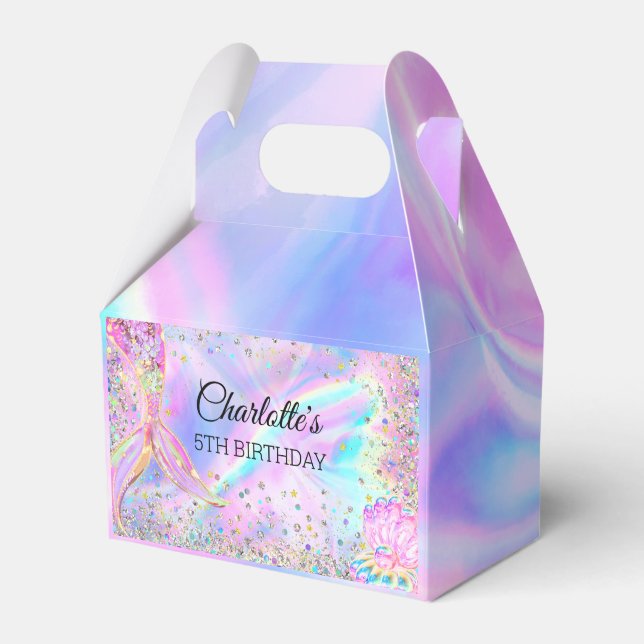 Mermaid Splish Splash Pool Party Girl Birthday  Favour Box (Front Side)