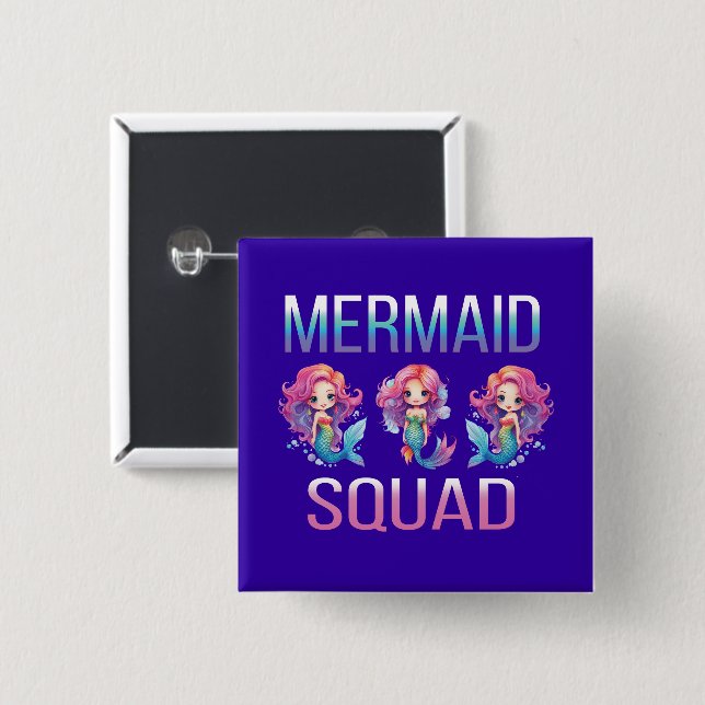 Mermaid Squad 15 Cm Square Badge (Front & Back)