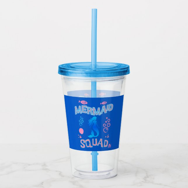 Mermaid Squad Birthday Party  Acrylic Tumbler (Front)