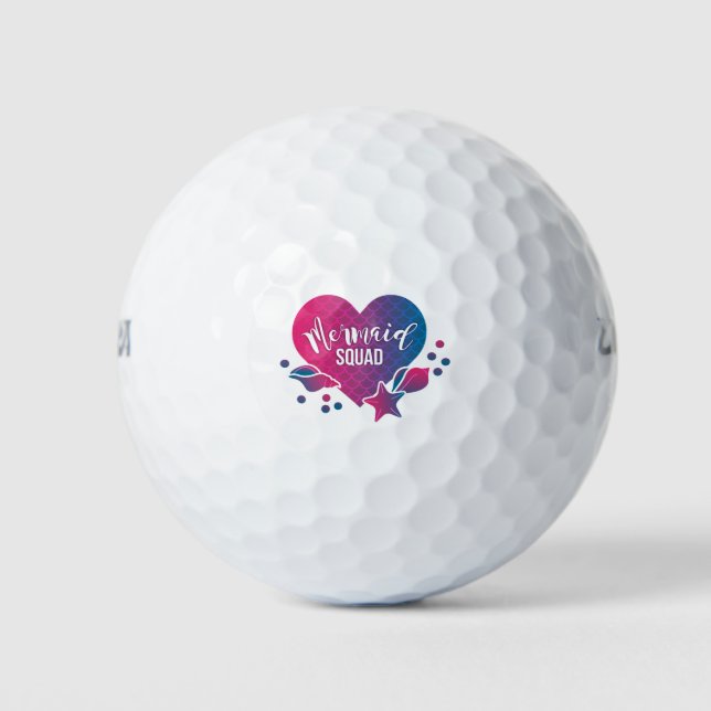 Mermaid Squad, Heart and Seashells Golf Balls (Front)