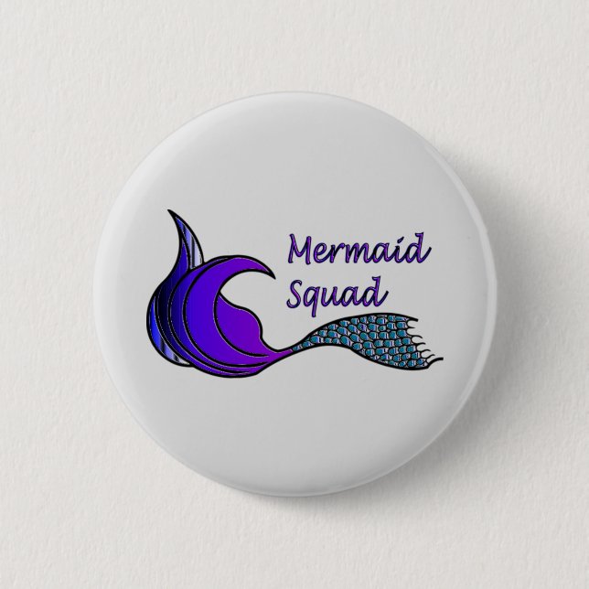 Mermaid Squad in dark purple and teal 6 Cm Round Badge (Front)