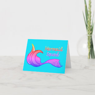 Mermaid Squad in hot pink Thank You Card