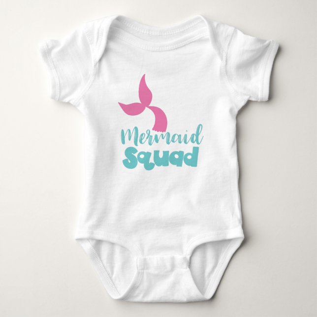 Mermaid Squad, Mermaid Tail, Mermaid Silhouette Baby Bodysuit (Front)
