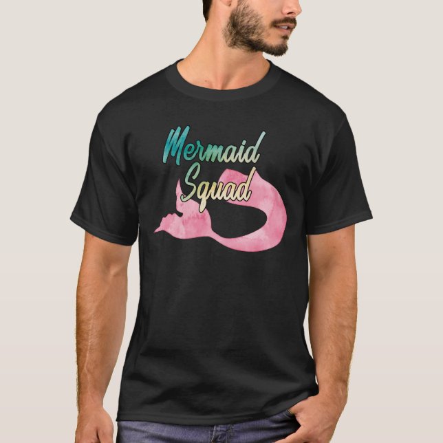 Mermaid Squad Mermaid themed Birthday Group T-Shirt (Front)