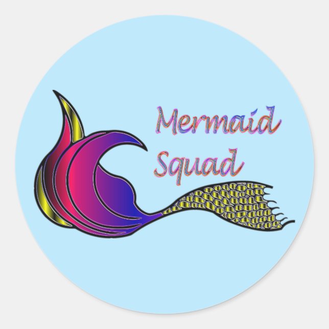 Mermaid Squad multi-coloured mermaid tail stickers (Front)