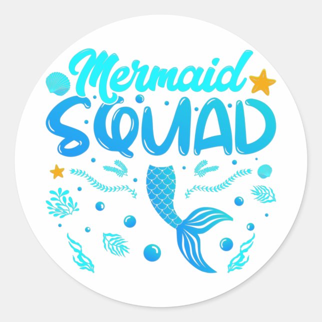 Mermaid Squad Of The Birthday Classic Round Sticke Sticker (Front)