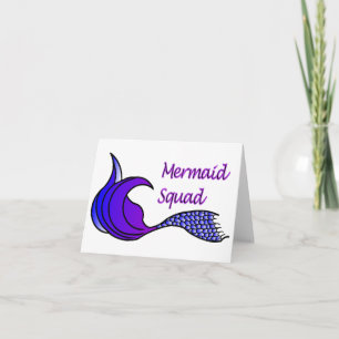 Mermaid Squad Purple Tail on blank note card