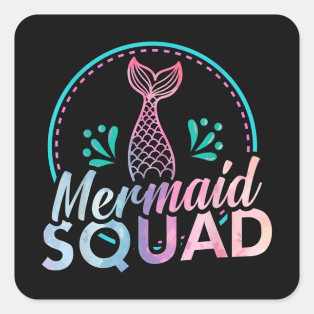 Mermaid Squad Square Sticker (Front)
