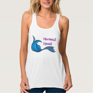 Mermaid Squad with blue mermaid tail Singlet