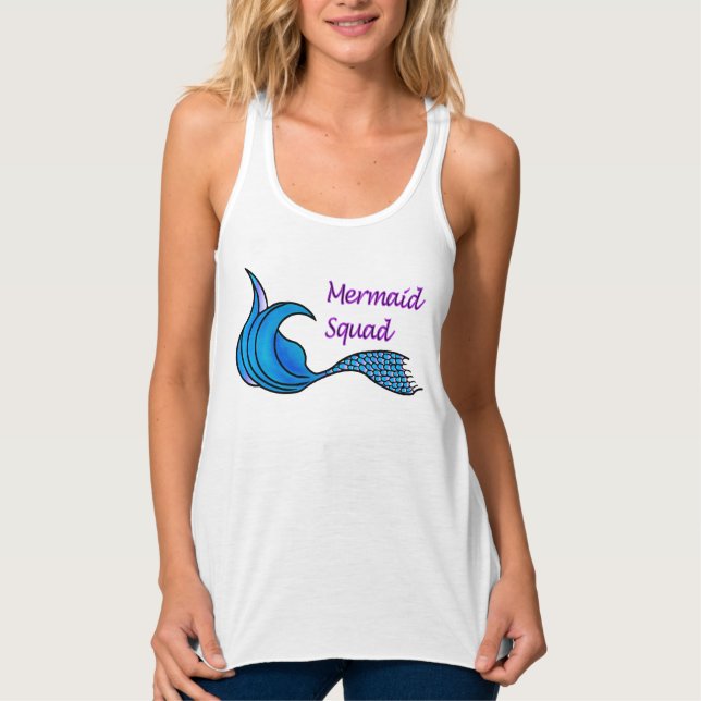 Mermaid Squad with blue mermaid tail Singlet (Front)