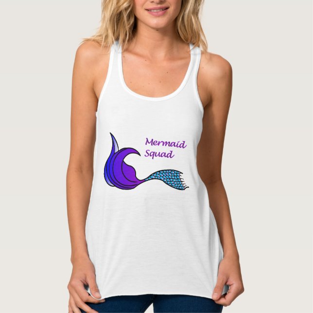 Mermaid Squad with purple and blue tail Singlet (Front)