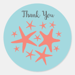 Mermaid Starfish Ocean Beach Party Stickers