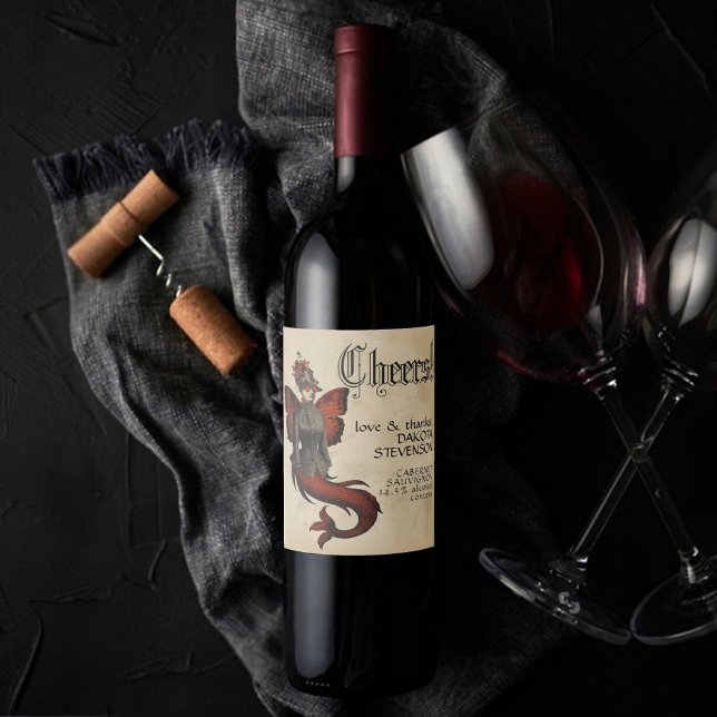 Mermaid Steampunk | Vintage Parchment Apothecary Wine Label (Creator Uploaded)