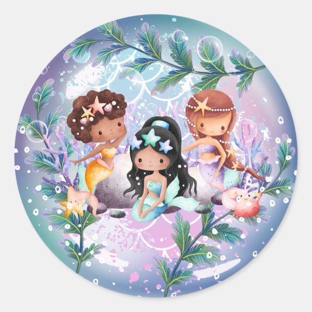Mermaid Sticker Birthday Party Present Gift (Front)