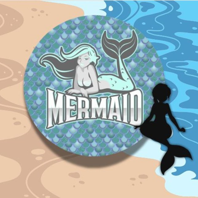MERMAID STICKER girl" (Make every celebration magical with our Special Mermaid Party Classic Round Sticker.)