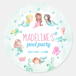 Mermaid sticker, mermaid party favours sticker
