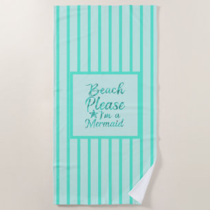 Mermaid striped seafoam beach towel