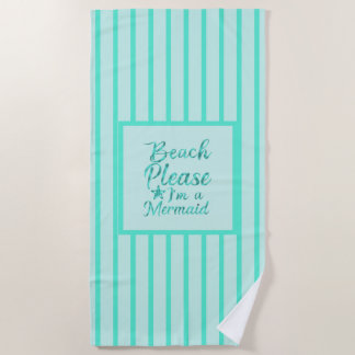 Mermaid striped seafoam beach towel
