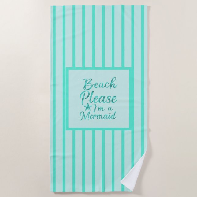 Mermaid striped seafoam beach  towel (Front)