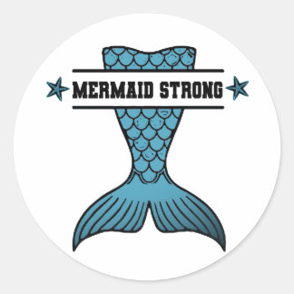 Mermaid Strong round stickers