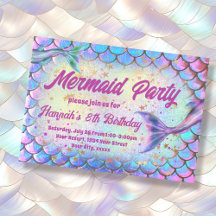  mermaid style Birthday Invitation