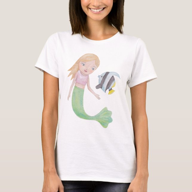 Mermaid T-shirt Mermaid Girl Fish Art Ocean Lover (Front)