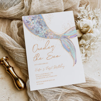 Mermaid Tail 1st Birthday Invitation