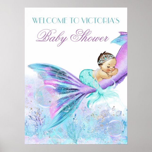 Mermaid Tail Baby Shower Signs (Front)