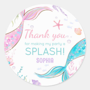 Mermaid Tail Birthday Party Classic Round Sticker