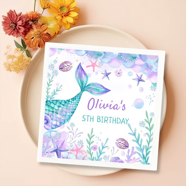 Mermaid Tail Birthday Party Napkins (Creator Uploaded)