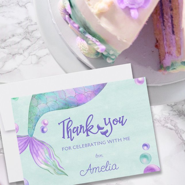 Mermaid Tail Birthday Party Thank You Card (Creator Uploaded)