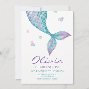 Mermaid Tail Birthday Under the Sea Pink Invitation