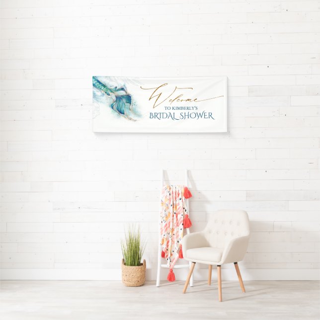 Mermaid Tail Bridal Shower Welcome Banner (Insitu)