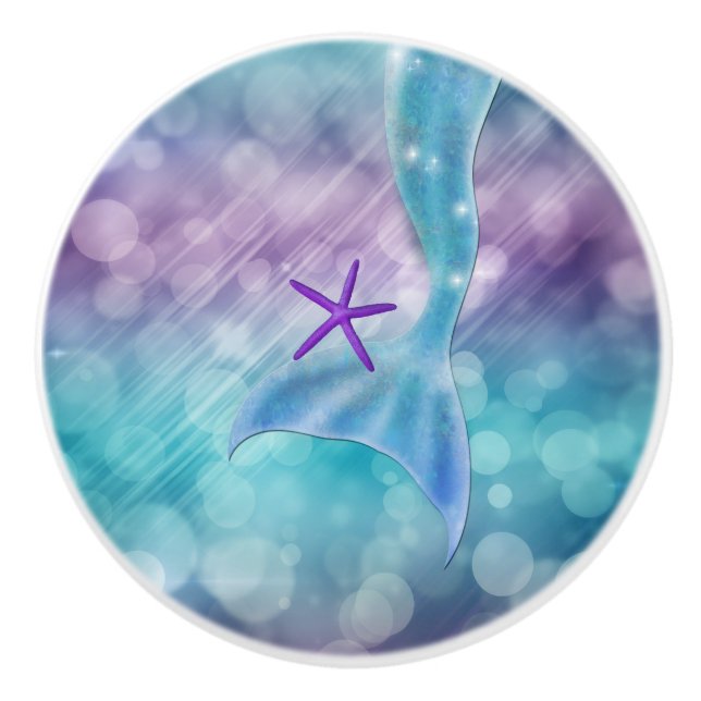 Mermaid Tail Enchanted Under The Sea Ceramic Knob (Front)
