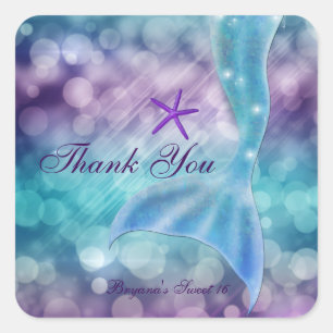 Mermaid Tail Enchanted Under The Sea Party Favour Square Sticker