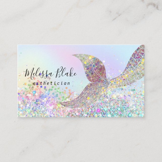 mermaid tail faux pastel glitter  business card (Front)