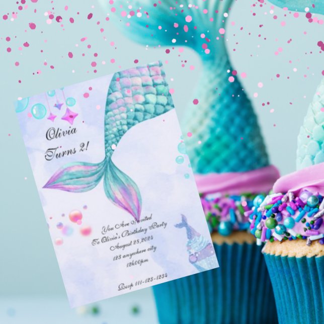 Mermaid tail girl Birthday Invitation (Creator Uploaded)