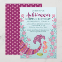 Mermaid Tail Girl Birthday Party Invitation