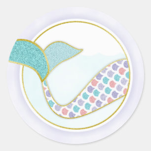 Mermaid Tail Glitter Purple Blue Envelope Seal