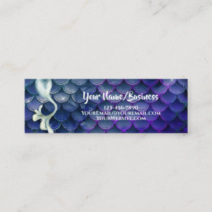 Mermaid Tail in Blue and Sparkling Scales Beach Mini Business Card
